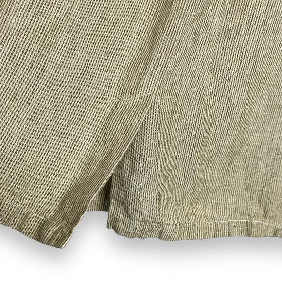 Coldwater Creek Linen Knee Length Skirt Women's S Green Tan Academia Striped Y2K - Picture 6 of 11